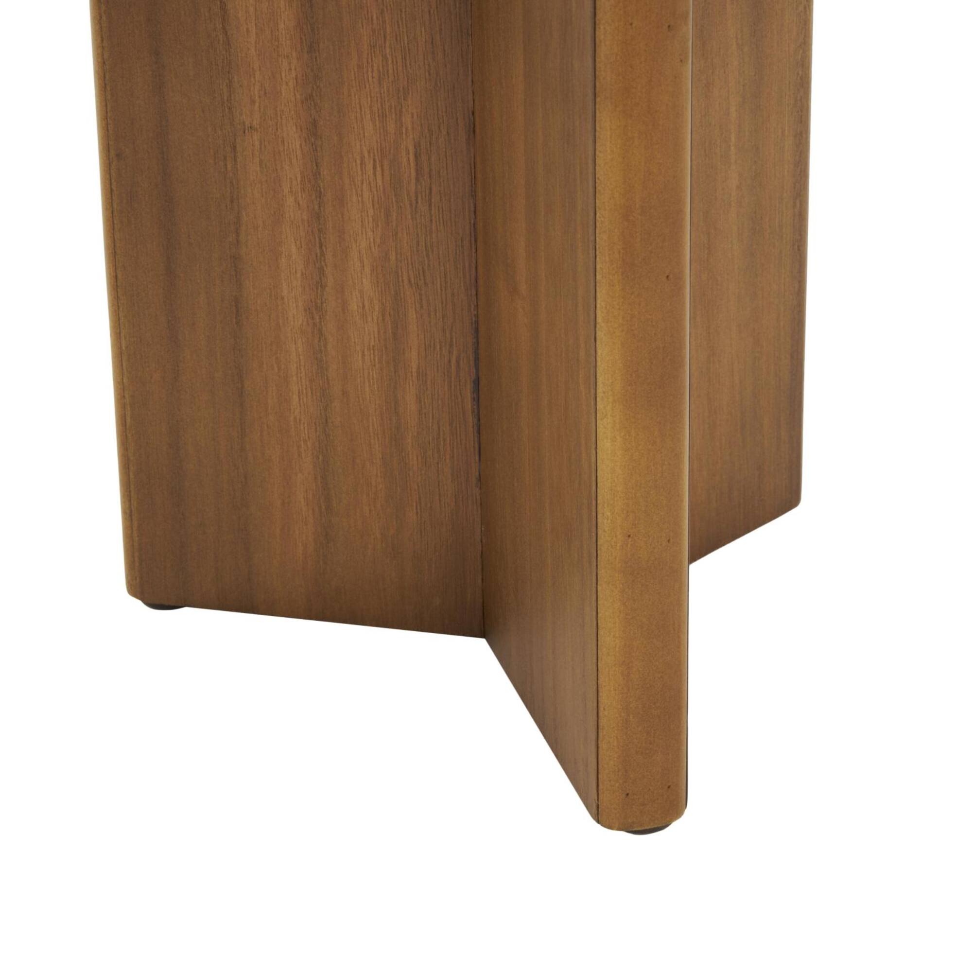 Brown Pedestal Side End Accent Table Set